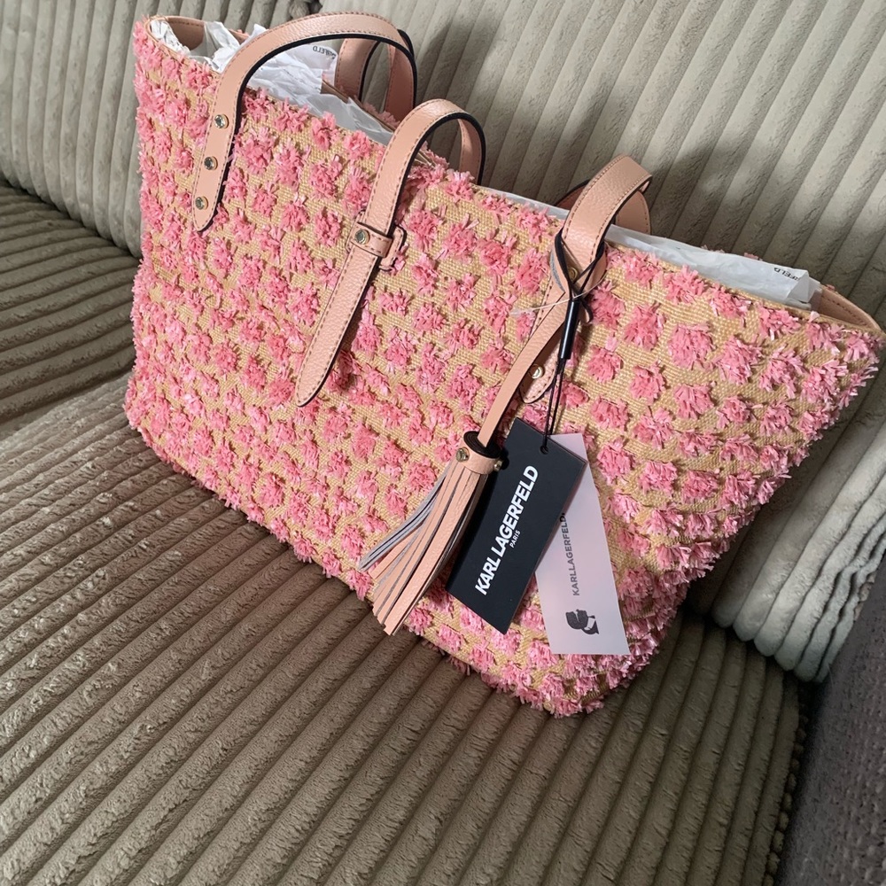Karl Lagerfeld Pink Fuzzy Tote Purse